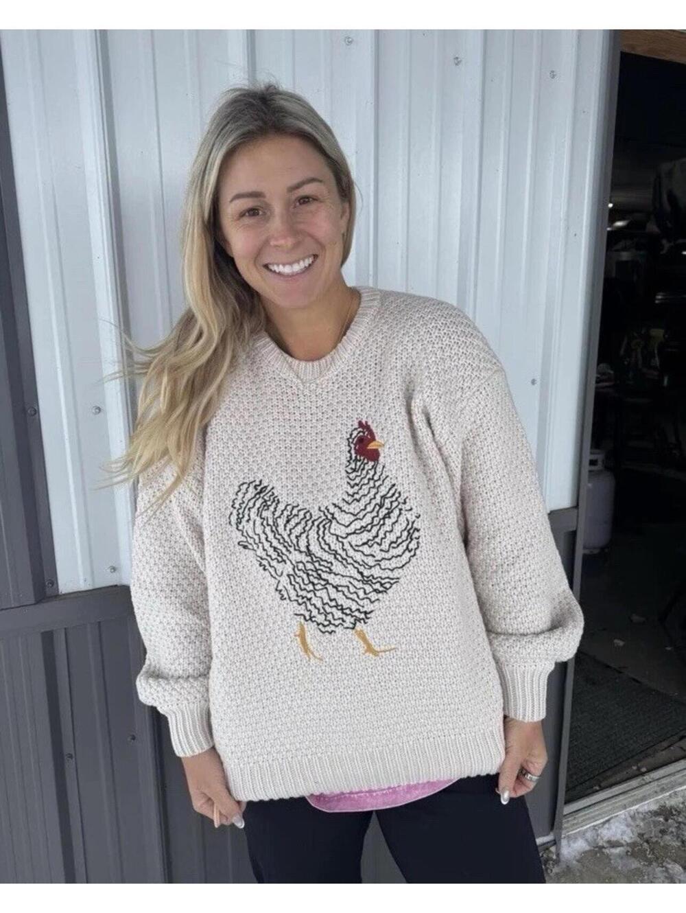 Molly Yeh x Tractor Supply Crew Neck Chicken Rooster Sweater Women’s 2X trendy